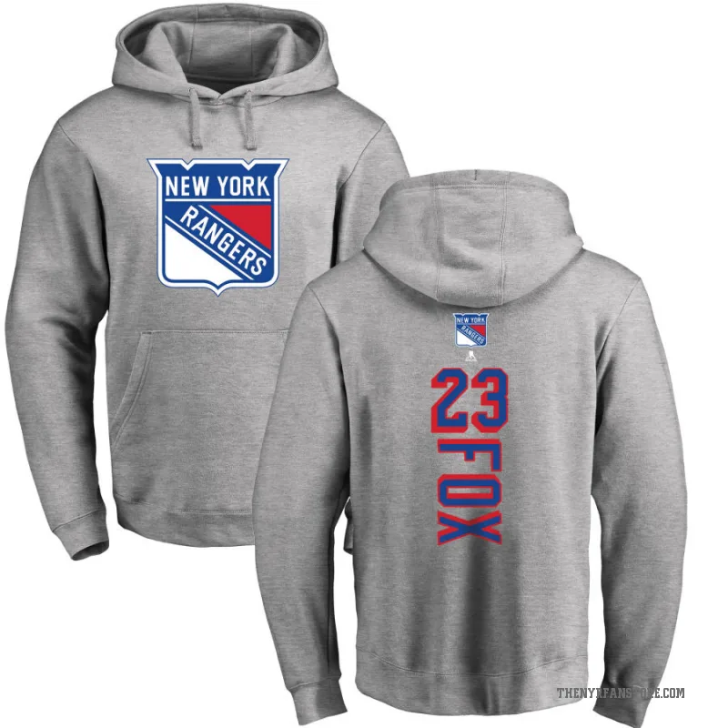 Adam Fox Men's New York Rangers Branded Ash Backer Pullover Hoodie