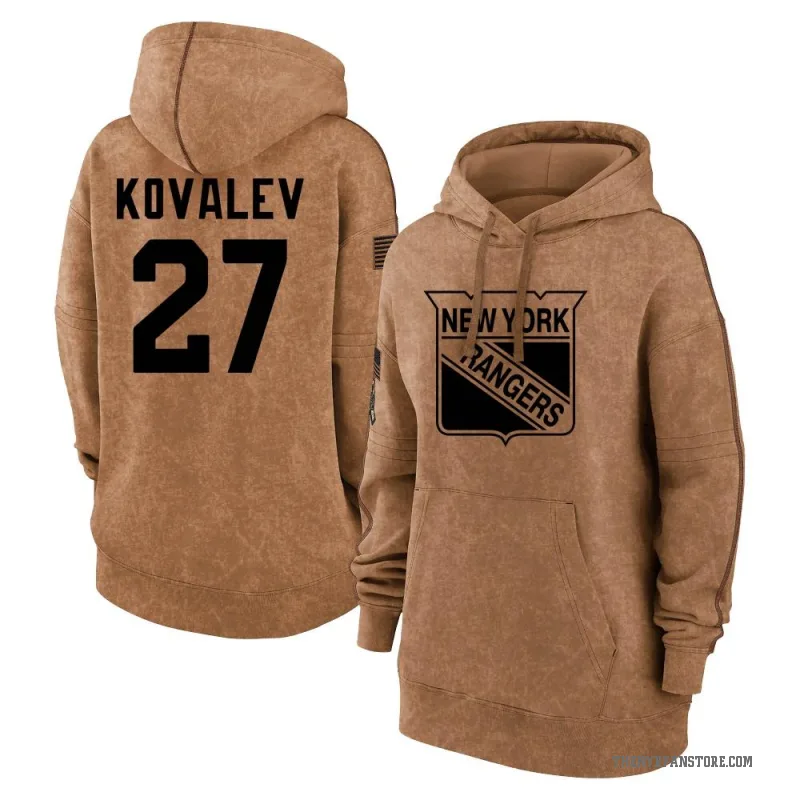 Alex Kovalev Women's Brown New York Rangers 2023 Salute to Service Pullover Hoodie