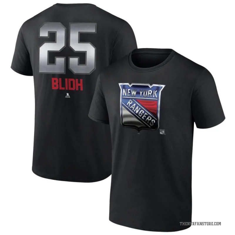 Anton Blidh Men's Black New York Rangers Midnight Mascot Logo T-Shirt