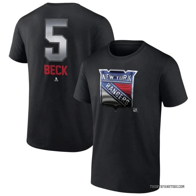 Barry Beck Men's Black New York Rangers Midnight Mascot Logo T-Shirt