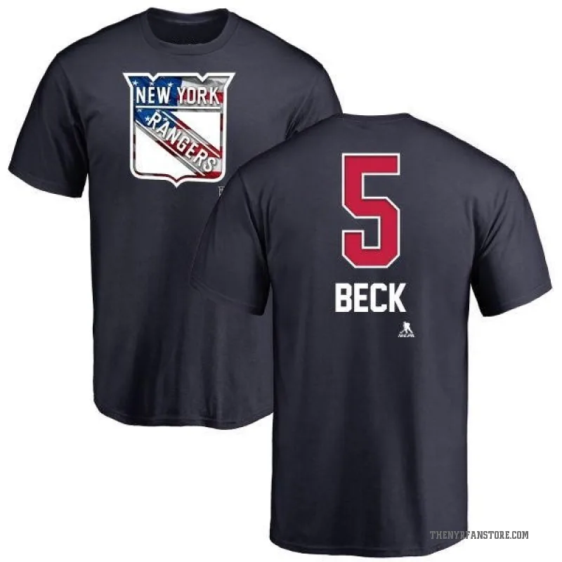 Barry Beck Men's Navy New York Rangers Name and Number Banner Wave T-Shirt -