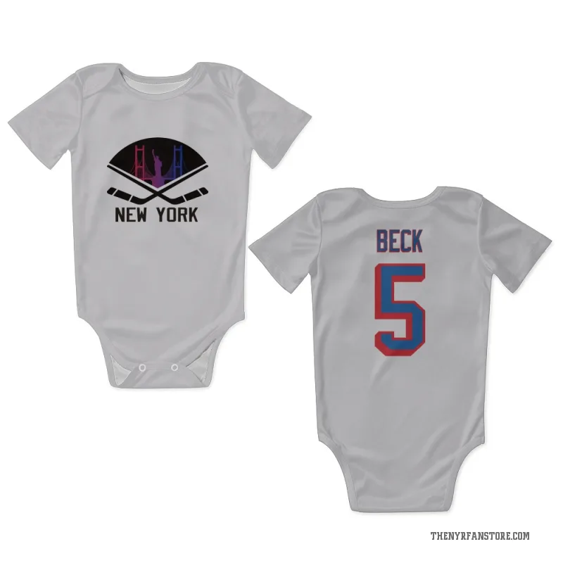 Barry Beck  White New York Rangers  Newborn & Infant Bodysuit