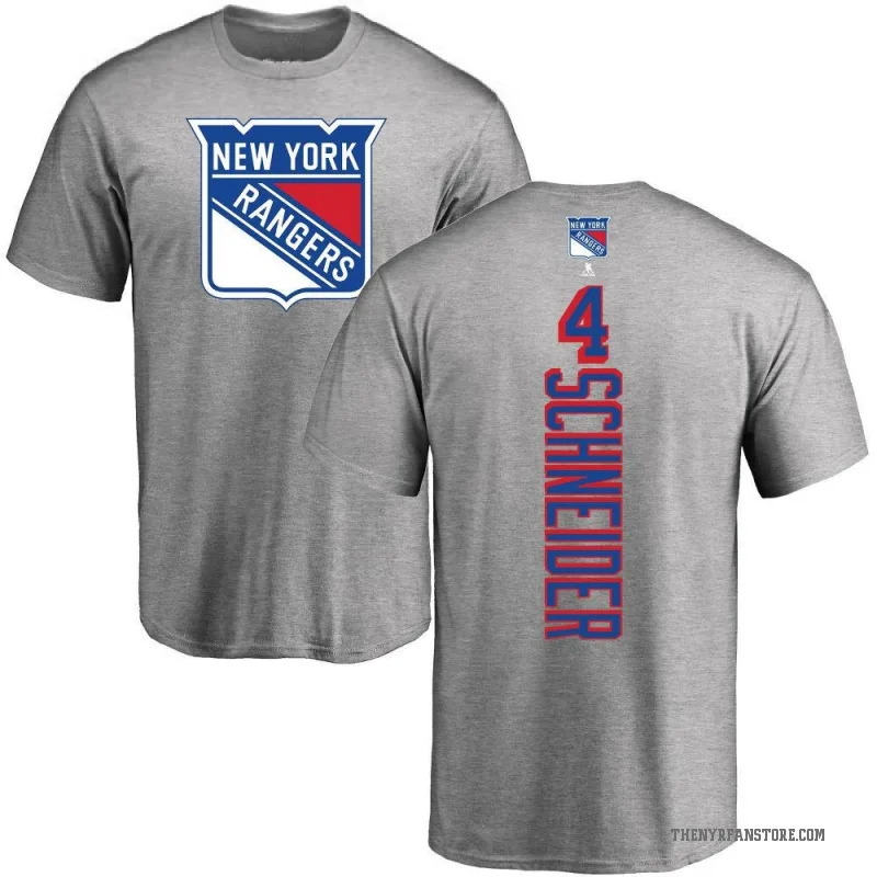 Braden Schneider Men's Ash New York Rangers Backer T-Shirt -