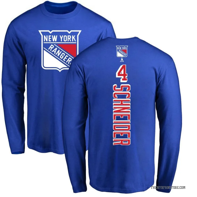 Braden Schneider Men's Royal New York Rangers Backer Long Sleeve T-Shirt -