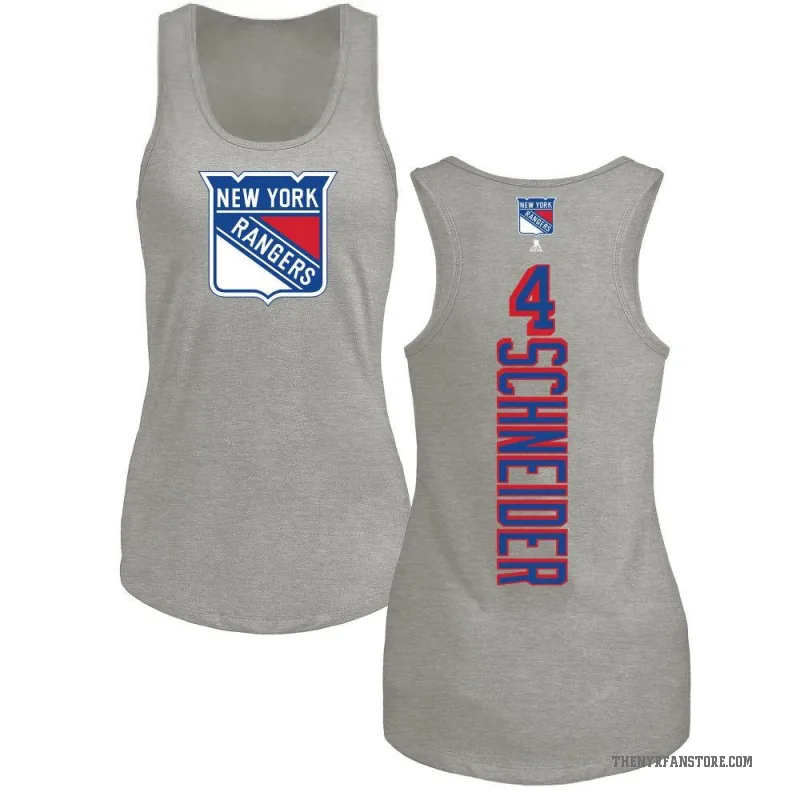 Braden Schneider Women's Ash New York Rangers Backer Tank Top -