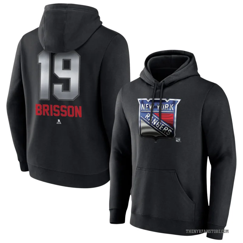 Brendan Brisson Men's Black New York Rangers Branded Midnight Mascot Logo Pullover Hoodie