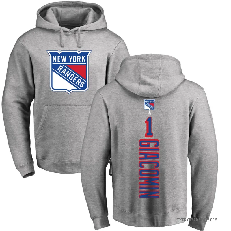 Eddie Giacomin Youth New York Rangers Branded Ash Backer Pullover Hoodie