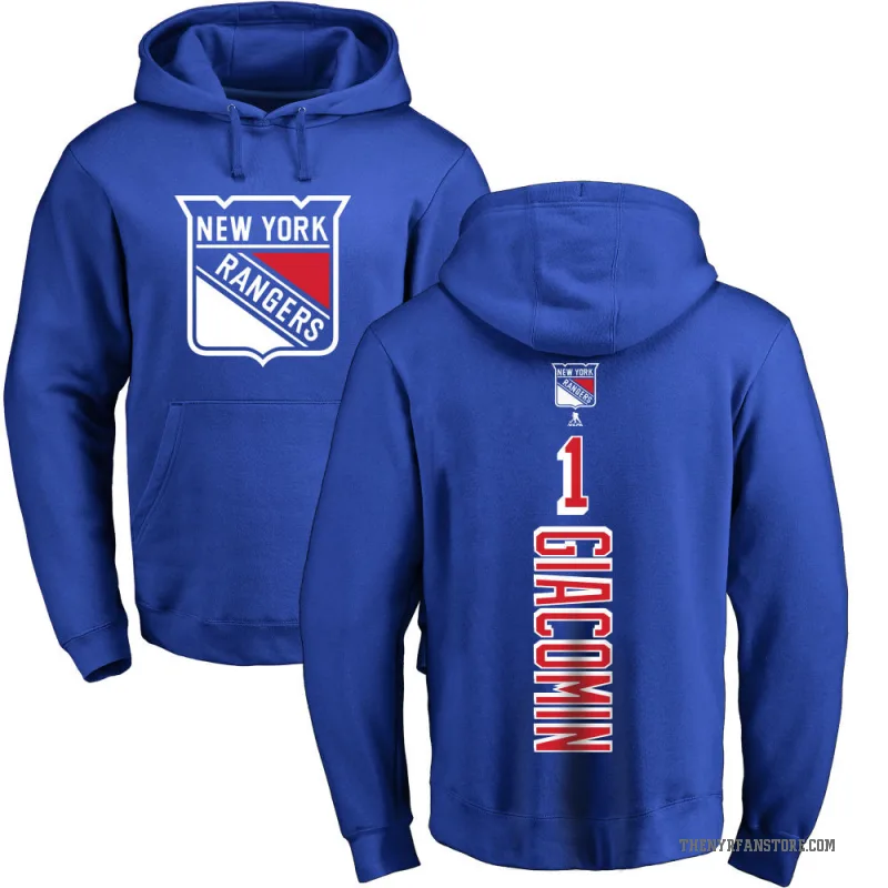 Eddie Giacomin Youth Royal New York Rangers Branded Backer Pullover Hoodie