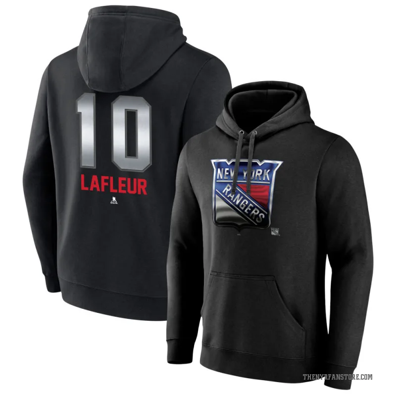 Guy Lafleur Men's Black New York Rangers Branded Midnight Mascot Logo Pullover Hoodie