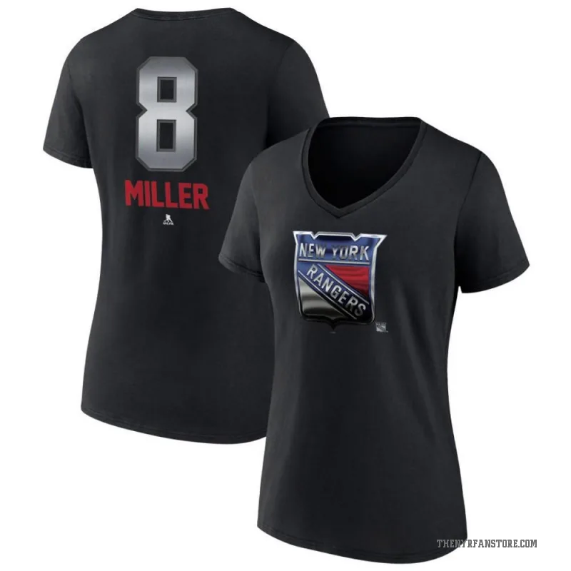 J.T. Miller Women's Black New York Rangers Midnight Mascot Logo V-Neck T-Shirt