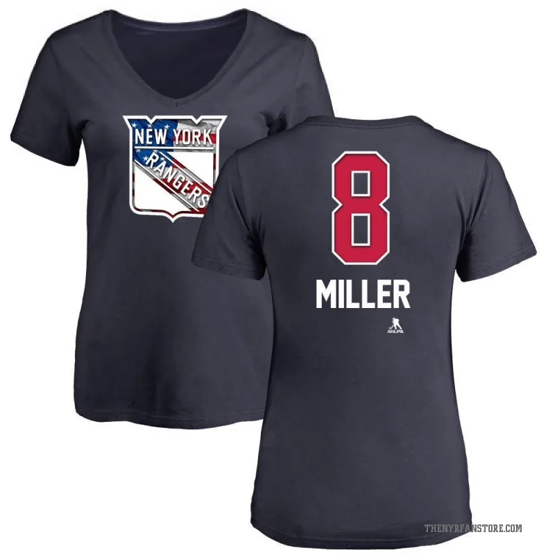 J.T. Miller Women's Navy New York Rangers Name and Number Banner Wave V-Neck T-Shirt -