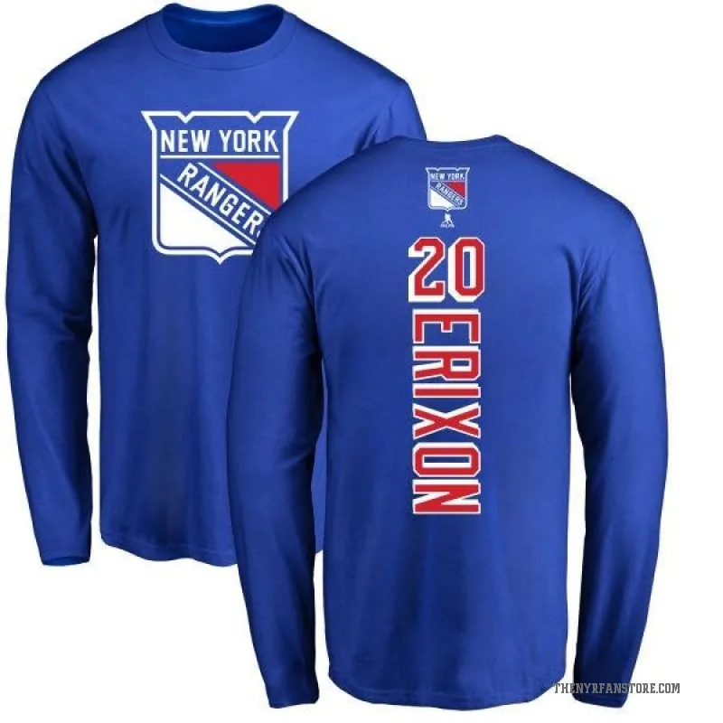 Jan Erixon Men's Royal New York Rangers Backer Long Sleeve T-Shirt -