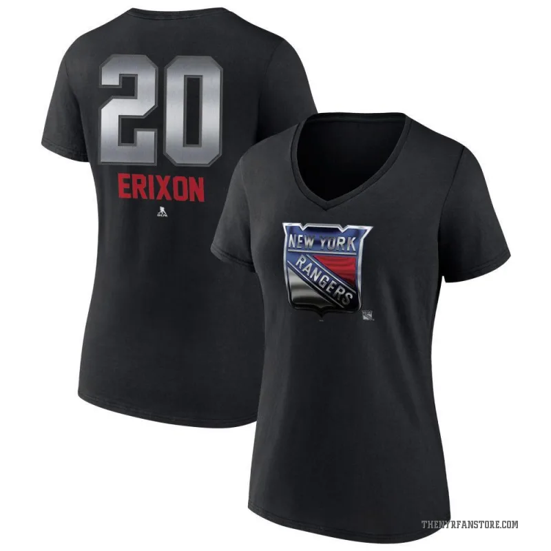Jan Erixon Women's Black New York Rangers Midnight Mascot Logo V-Neck T-Shirt