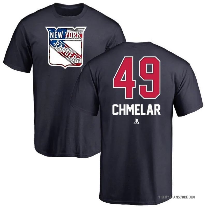 Jaroslav Chmelar Men's Navy New York Rangers Name and Number Banner Wave T-Shirt -