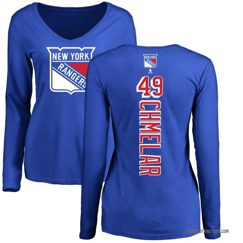 Jaroslav Chmelar Women's Royal New York Rangers Backer Long Sleeve T-Shirt -