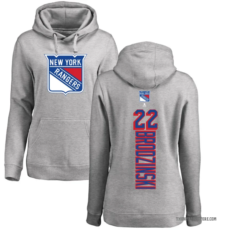 Jonny Brodzinski Women's New York Rangers Branded Ash Backer Pullover Hoodie