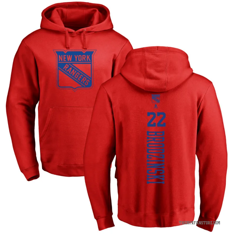 Jonny Brodzinski Youth Red New York Rangers Branded One Color Backer Pullover Hoodie