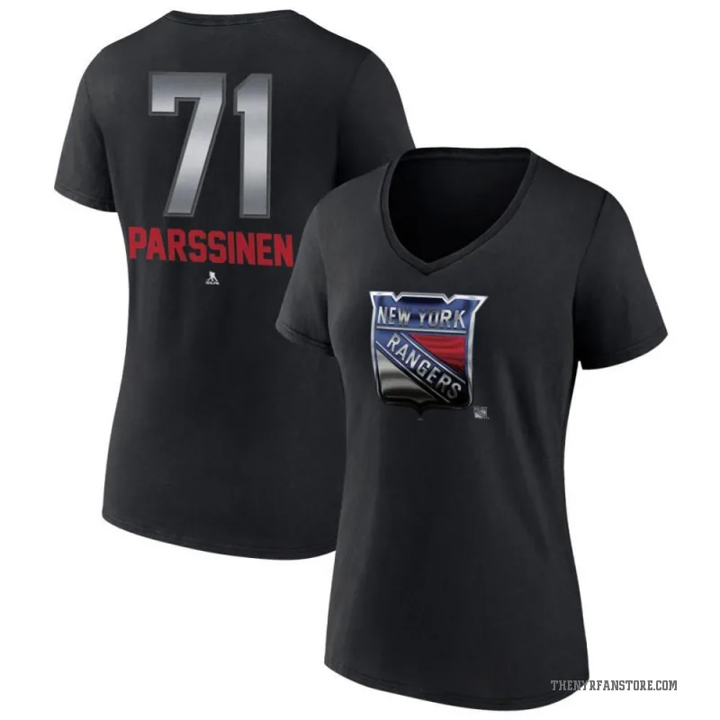 Juuso Parssinen Women's Black New York Rangers Midnight Mascot Logo V-Neck T-Shirt