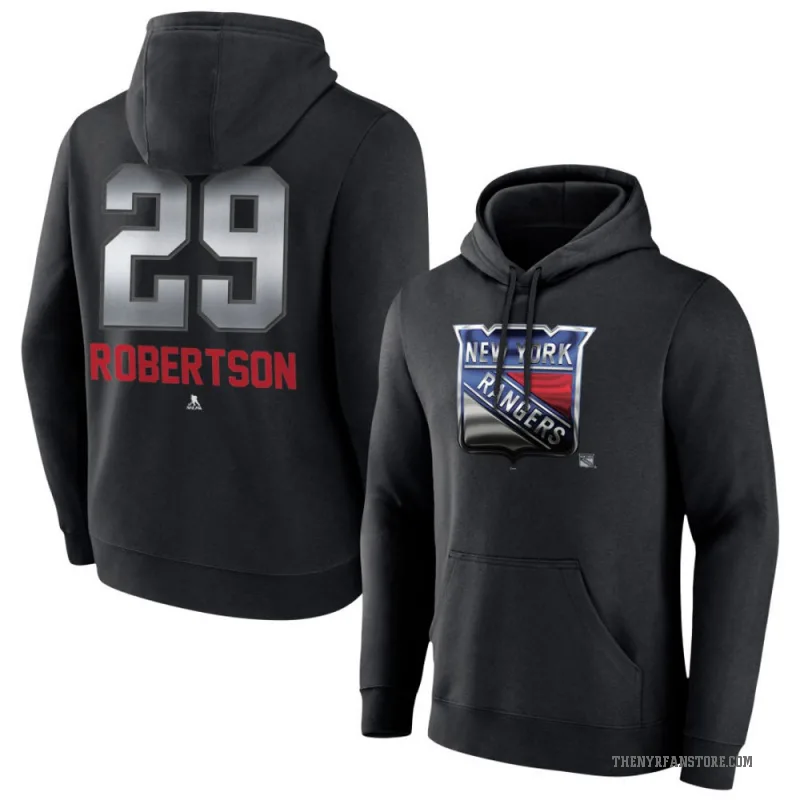 Matthew Robertson Men's Black New York Rangers Branded Midnight Mascot Logo Pullover Hoodie