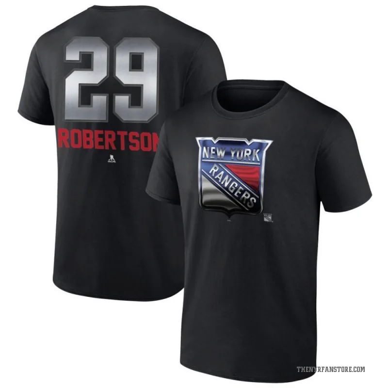 Matthew Robertson Men's Black New York Rangers Midnight Mascot Logo T-Shirt