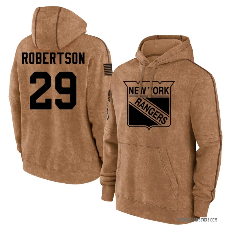 Matthew Robertson Men's Brown New York Rangers 2023 Salute to Service Club Pullover Hoodie