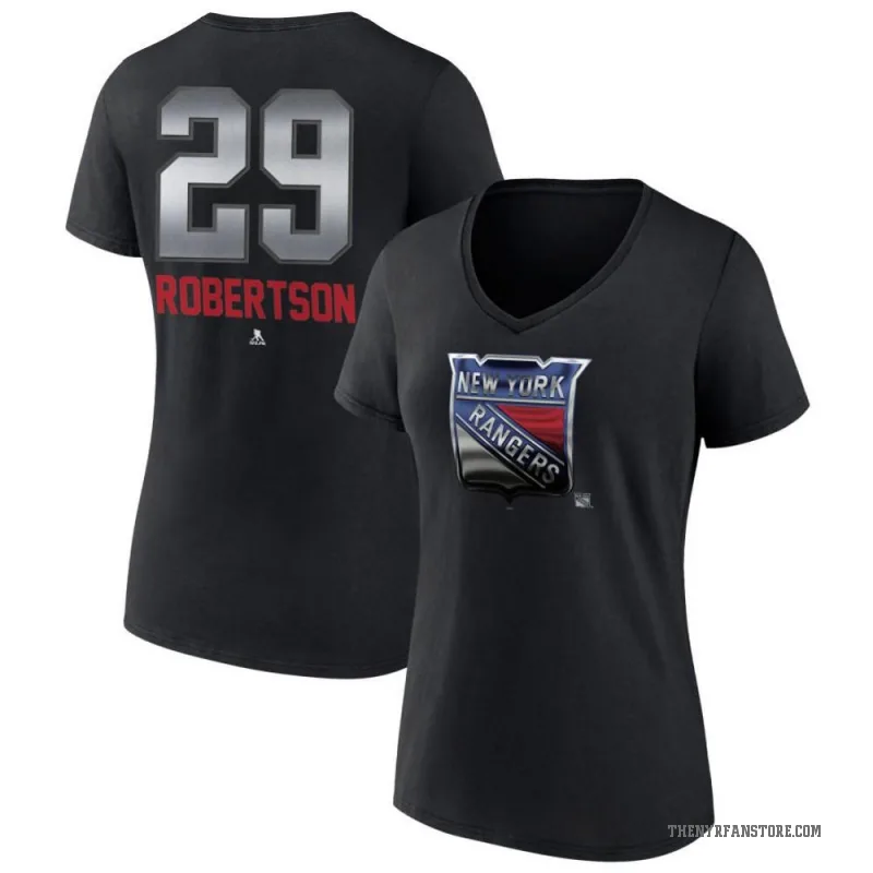 Matthew Robertson Women's Black New York Rangers Midnight Mascot Logo V-Neck T-Shirt