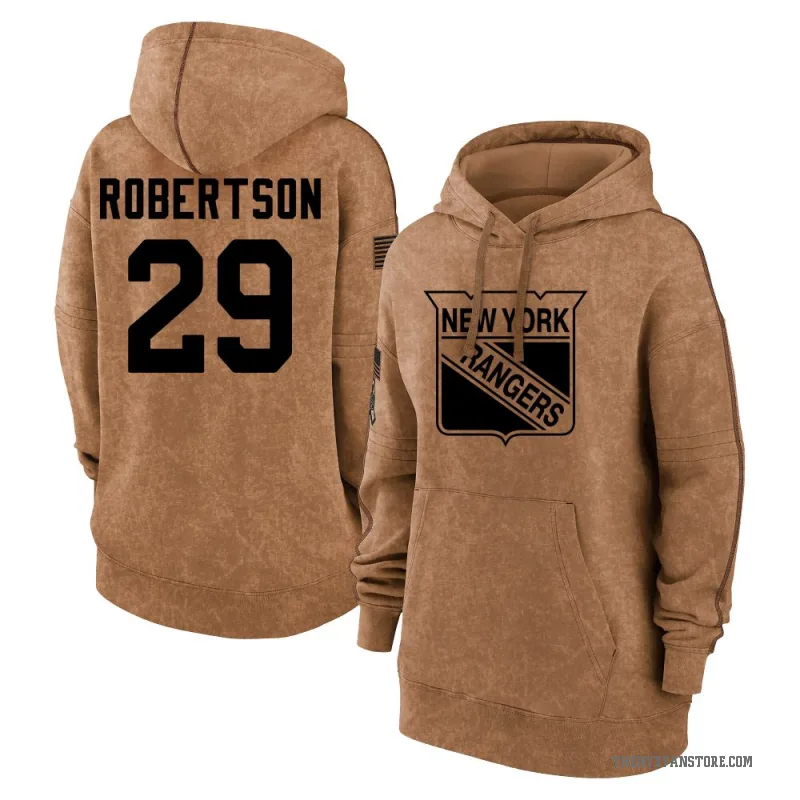 Matthew Robertson Women's Brown New York Rangers 2023 Salute to Service Pullover Hoodie