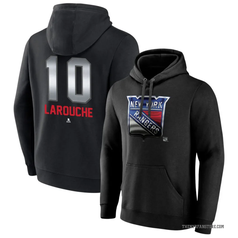 Pierre Larouche Men's Black New York Rangers Branded Midnight Mascot Logo Pullover Hoodie