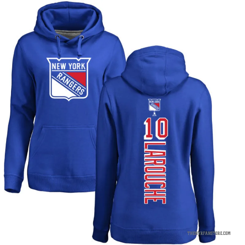 Pierre Larouche Women's Blue New York Rangers Branded Backer Pullover Hoodie