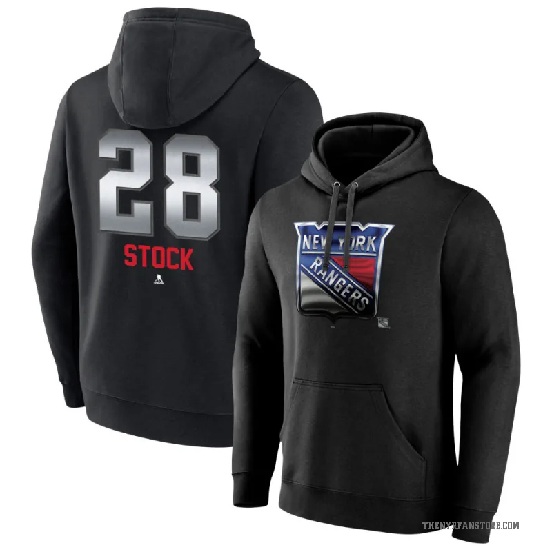 P.j. Stock Youth Black New York Rangers Branded Midnight Mascot Logo Pullover Hoodie