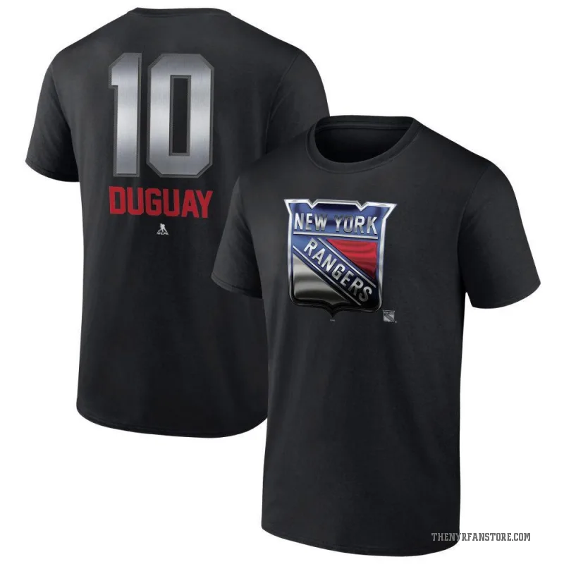 Ron Duguay Men's Black New York Rangers Midnight Mascot Logo T-Shirt