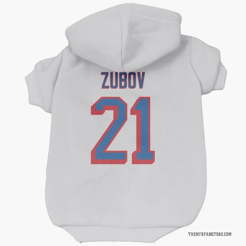 Sergei Zubov  White New York Rangers  Cat & Dog Pet Hoodie