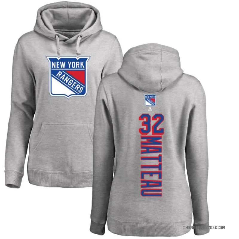 Stephane Matteau Women's New York Rangers Branded Ash Backer Pullover Hoodie