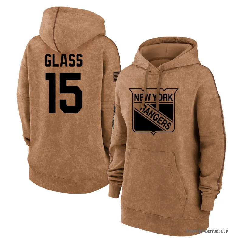 Tanner Glass Women's Brown New York Rangers 2023 Salute to Service Pullover Hoodie