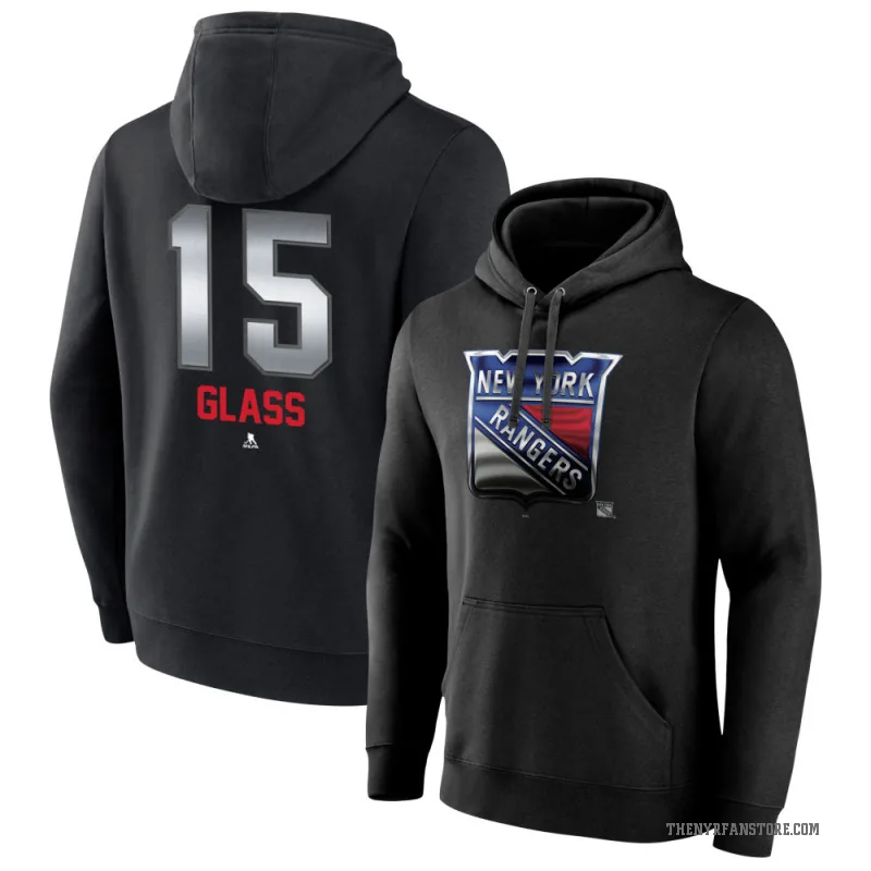 Tanner Glass Youth Black New York Rangers Branded Midnight Mascot Logo Pullover Hoodie