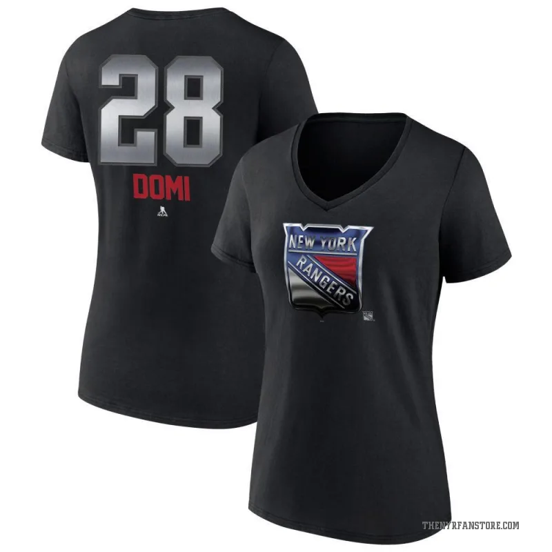 Tie Domi Women's Black New York Rangers Midnight Mascot Logo V-Neck T-Shirt