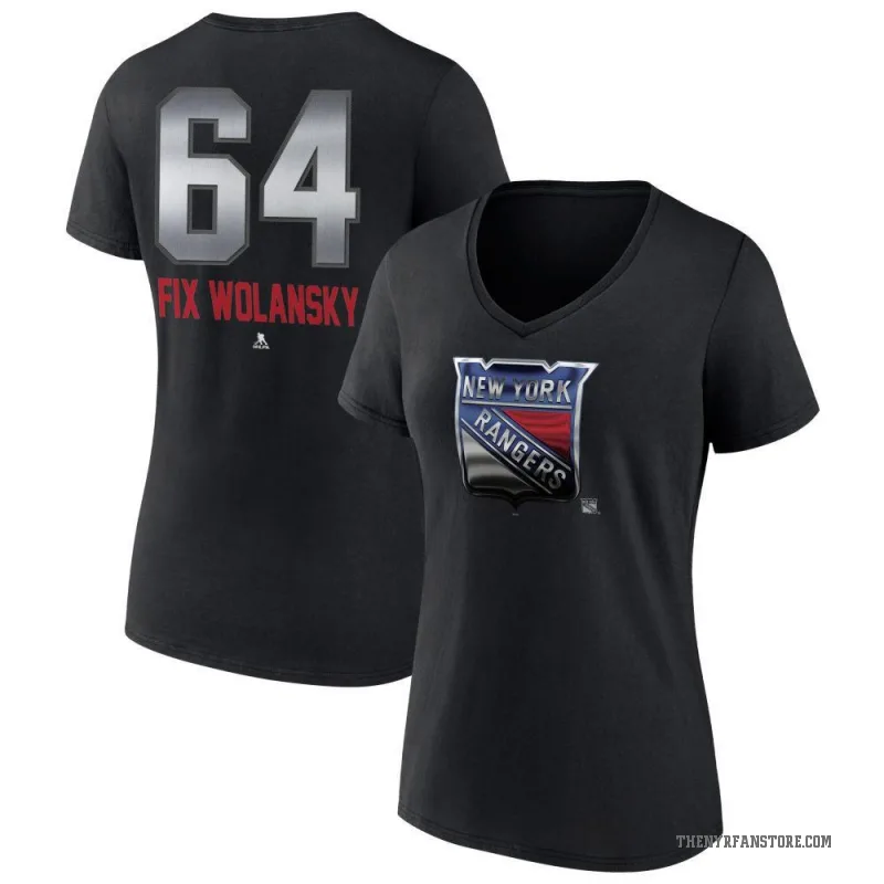 Trey Fix-Wolansky Women's Black New York Rangers Midnight Mascot Logo V-Neck T-Shirt