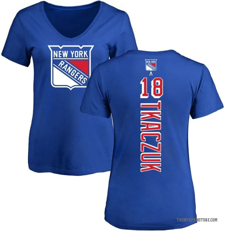 Walt Tkaczuk Women's Blue New York Rangers Backer T-Shirt -