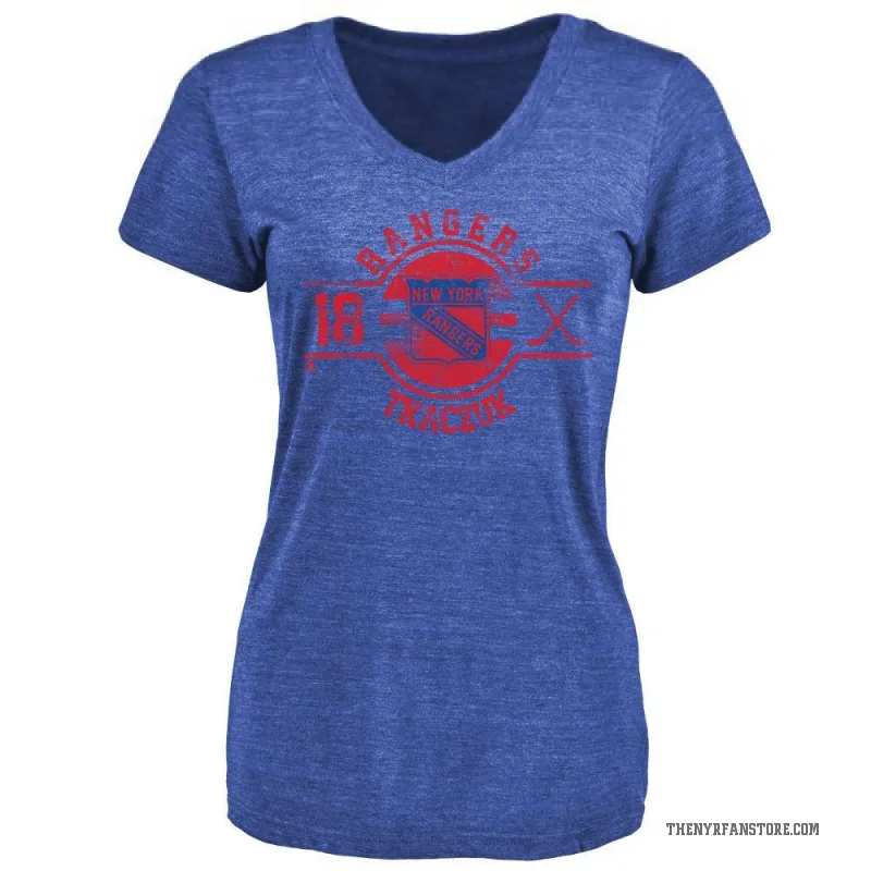 Walt Tkaczuk Women's Royal New York Rangers Insignia T-Shirt -