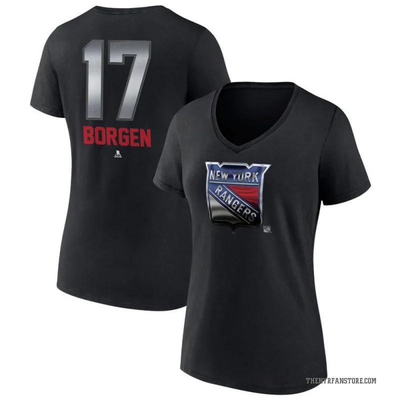 Will Borgen Women's Black New York Rangers Midnight Mascot Logo V-Neck T-Shirt