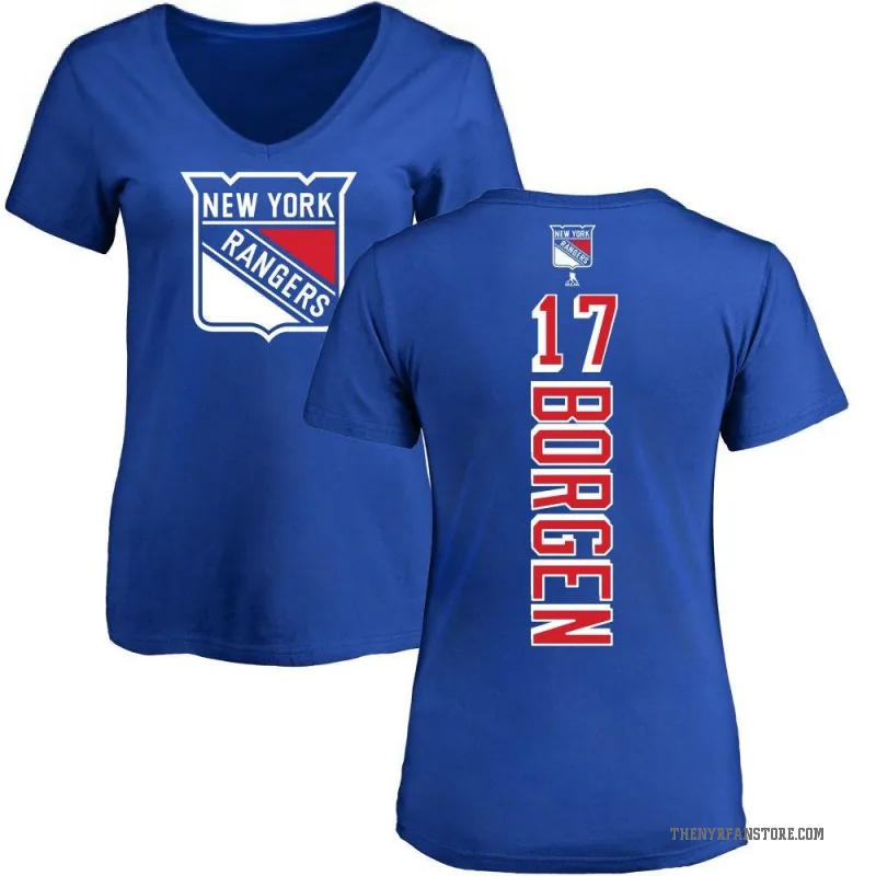 Will Borgen Women's Blue New York Rangers Backer T-Shirt -